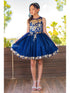 Girls Navy Satin Glitter Tulle Gold Lace Party Dress 2-16 - SophiasStyle.com model 3